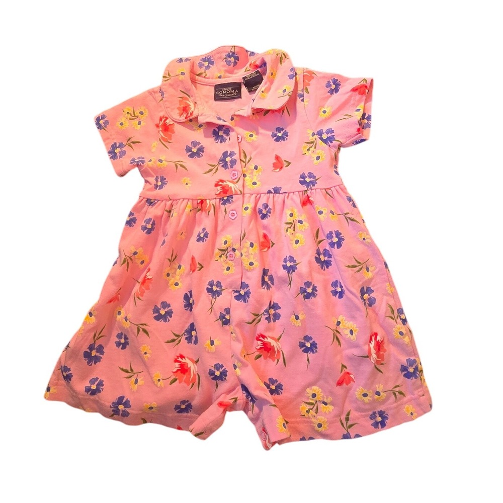 Sonoma Floral Romper Baby Girl Pink‎ Blue Yellow Flowers Infant Outfit Cute